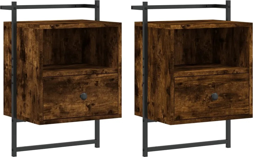 vidaXL Noptiere de perete, 2 buc., stejar fumuriu, 40x30x61 cm, lemn