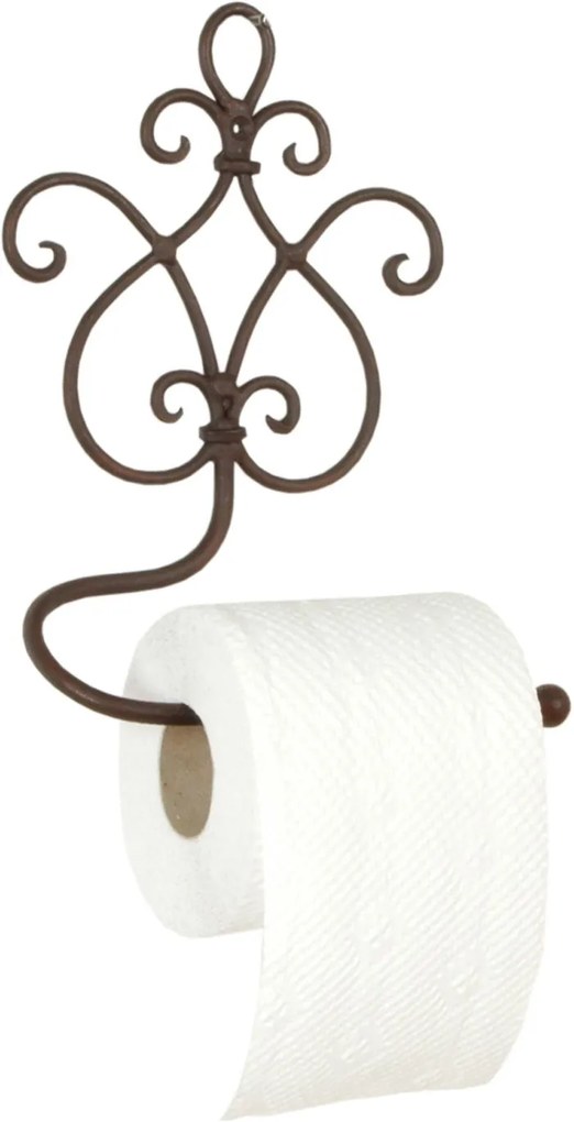 Suport hartie igienica de perete fier forjat maro Baroc 17 cm x 7 cm x 22 cm