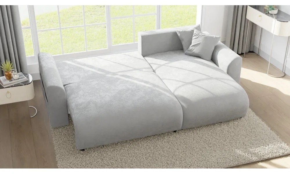 Colțar gri deschis cu tapițerie din catifea (cu colț variabil) Lorine – Ropez