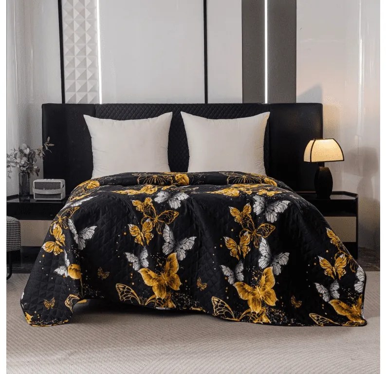 Cuvertura de pat GOLD BUTTERFLY negru Dimensiune: 220 x 240 cm