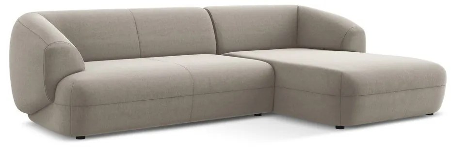 Colțar bej cu tapițerie din catifea (cu colț pe partea dreaptă) Moana – Makamii