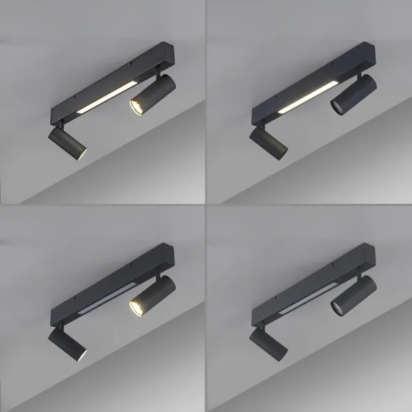 Schöner Wohnen 11793-18 - Spot LED DANTE 2xGU10/10W+LED/7,2W negru