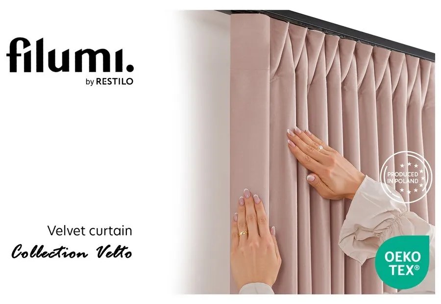 Draperie roz-deschis dimout (semi-opacă) din catifea 200x270 cm Velto – Filumi