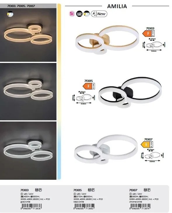 Plafoniera LED design geometric circular Amilia auriu