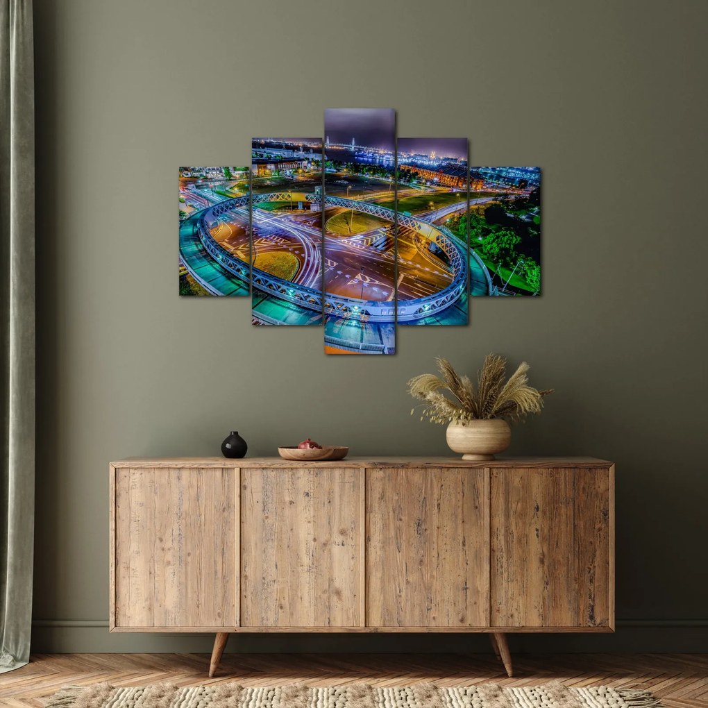 Tablou panorama orașului nocturn (150x105 cm)