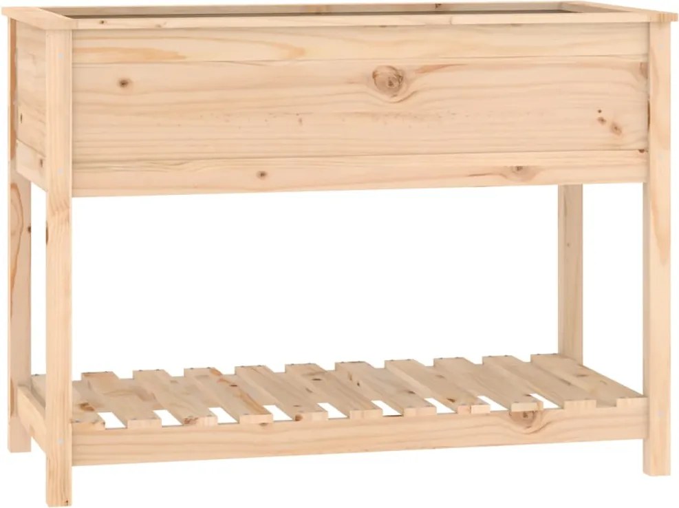 vidaXL Jardinieră cu raft, 111,5x54x81 cm, lemn masiv de pin
