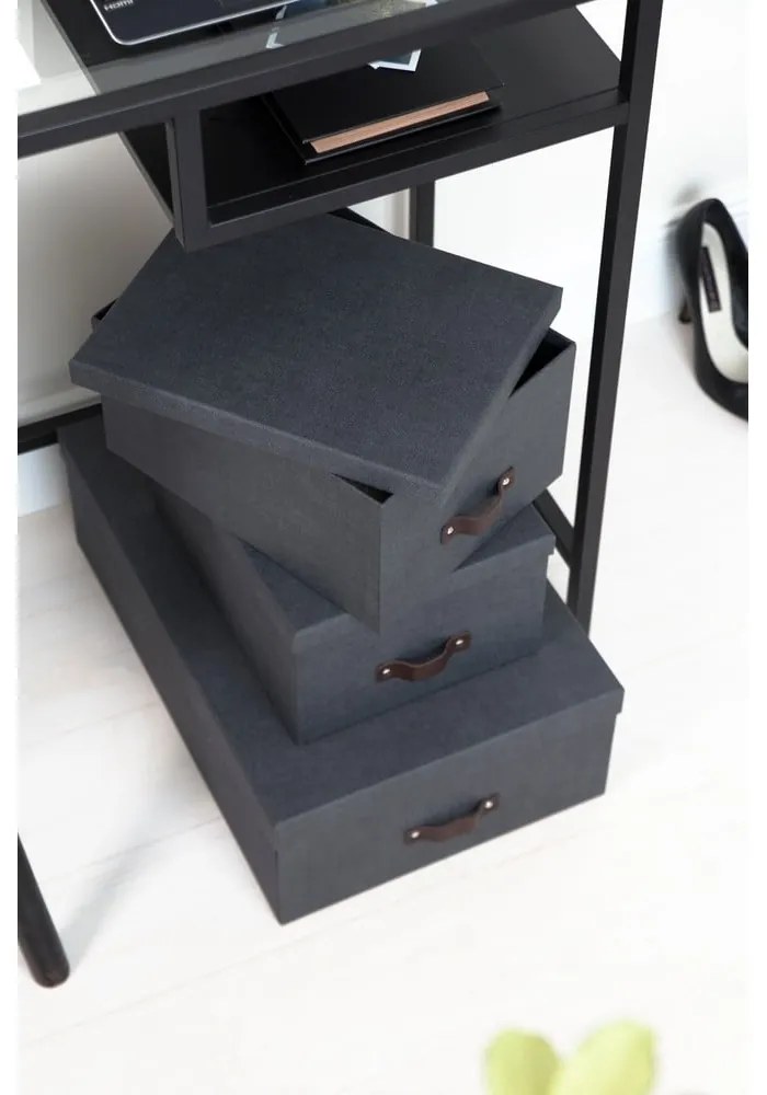 Set 3 cutii de depozitare Bigso Box of Sweden Inge, negru