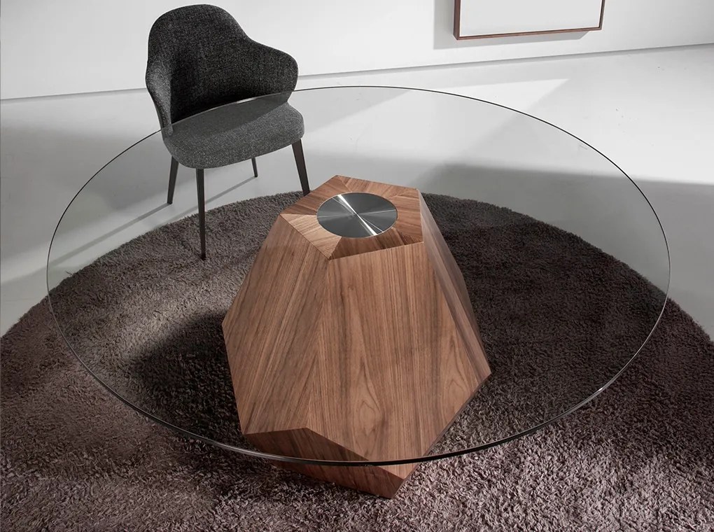 Masa rotunda eleganta design LUX Walnut Veneered 150cm