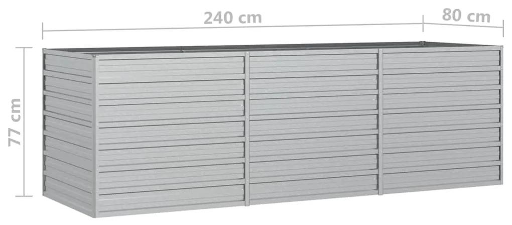 Strat inaltat de gradina argintiu 240x80x77 cm otel galvanizat 1, 240 x 80 x 77 cm
