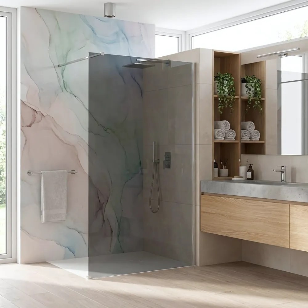 Paravan de dus fumuriu Rea Flexi Grey 130 cm crom