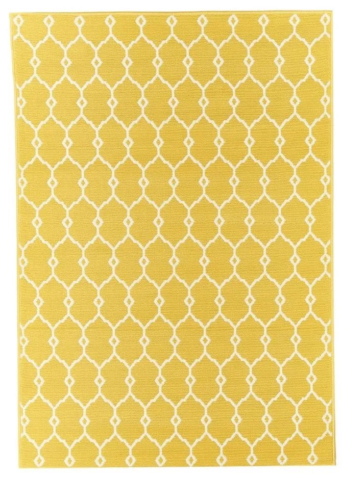 Covor adecvat pentru exterior Floorita Trellis, 133 x 190 cm, galben
