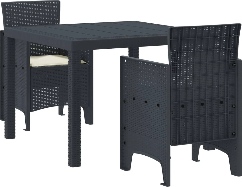 vidaXL Set de masă pentru grădină 3 pcs Antracit Polipropilenă