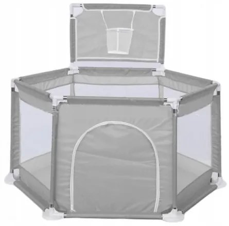Țarc pentru copii cu mingi și coș 130x65x110cm GREY