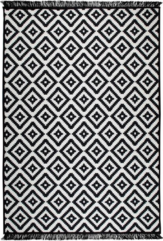 Covor reversibil Cihan Bilisim Tekstil Helen, 80 x 150 cm, negru-alb