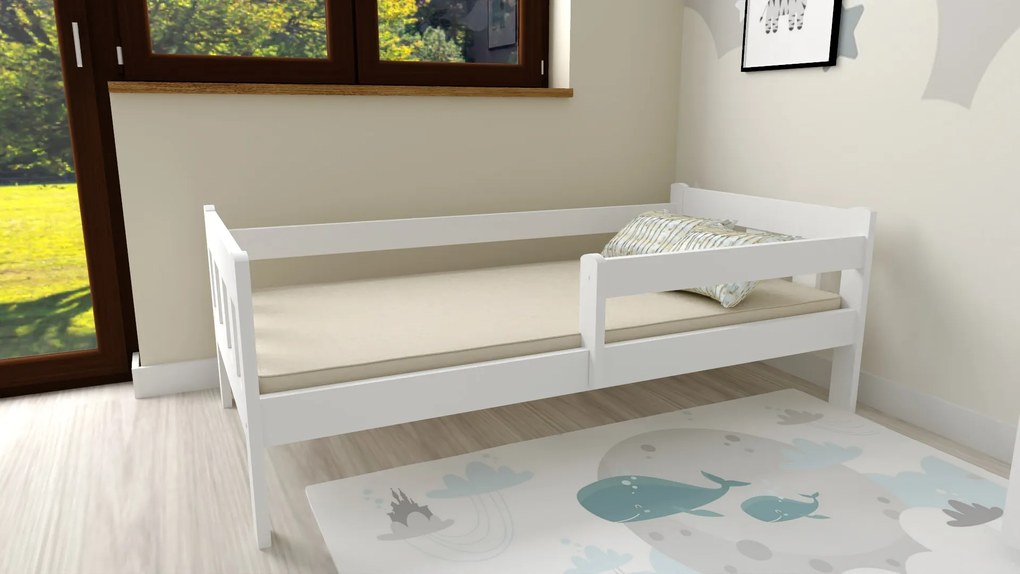 Pat pentru copii NESTY 90 x 200 cm, alb Saltele: Cu saltele Coco Maxi 20 cm, Lamele de pat: Cu lamele drepte