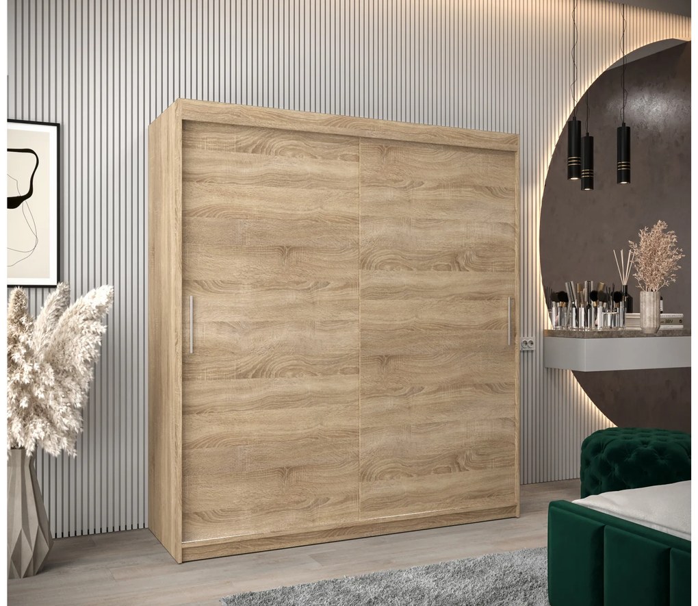 Dulap de haine 180 cm Toki (stejar sonoma + negru mat). 1064843