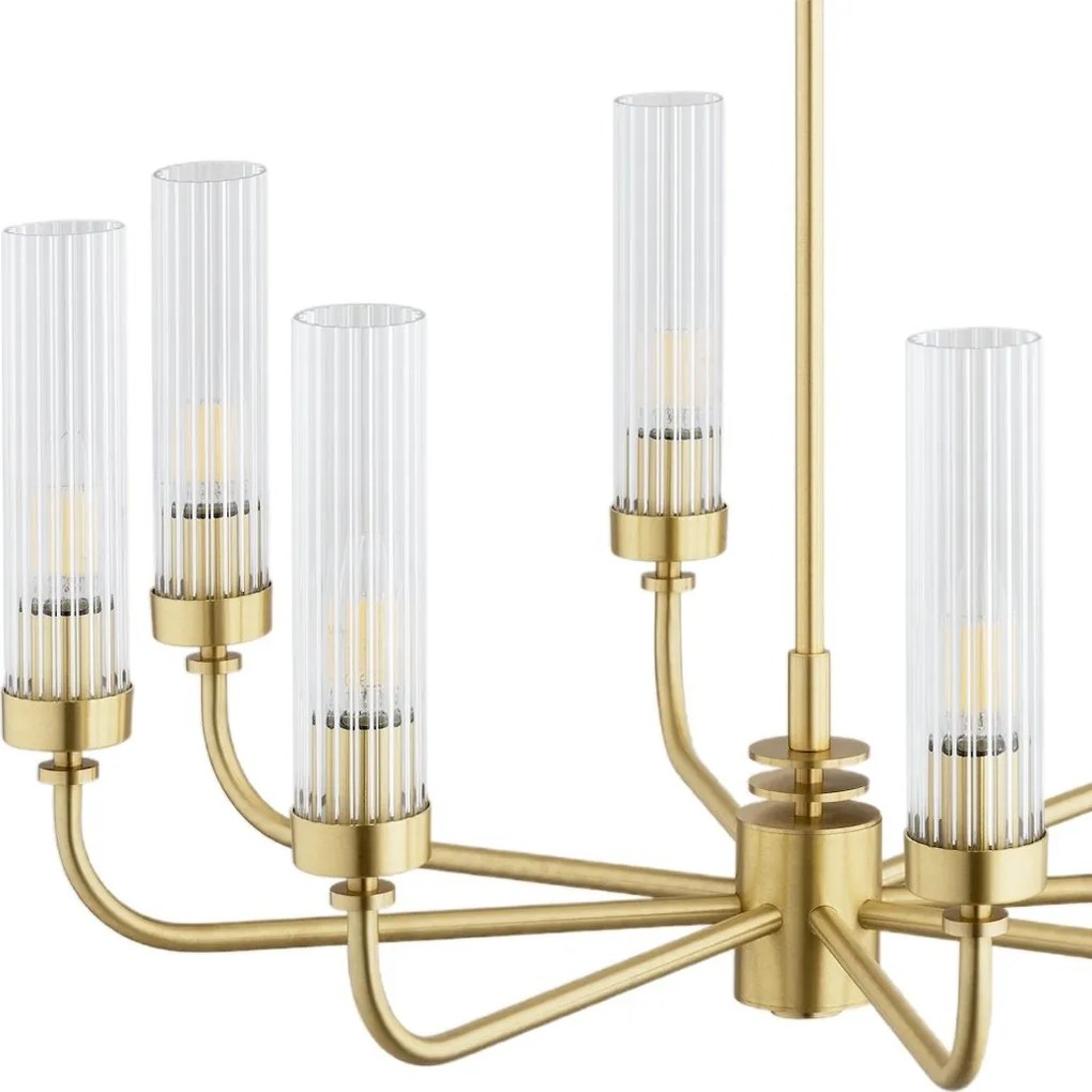 Candelabru 8 brate, alama periata, sticla canelata PRESTON 5082