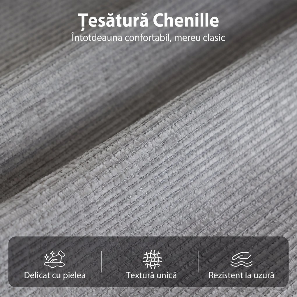 HOMCOM Fotoliu Reclinabil cu Masaj Manual 135°, Încălzire și 8 Puncte de Masaj, Chenille, 87x95x109 cm, Gri Deschis | Aosom Romania