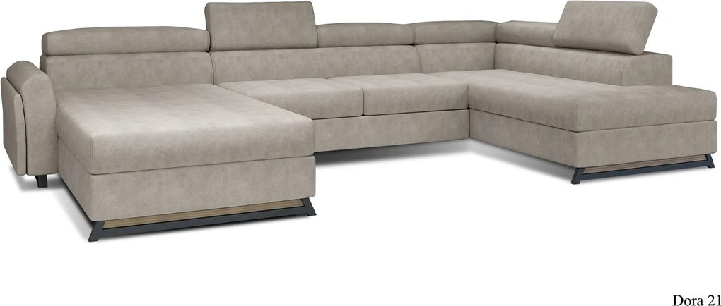 Colțar lemn masiv Formă U Extensibil Joy 370x190cm Personalizabil - Grande 75, Dreapta
