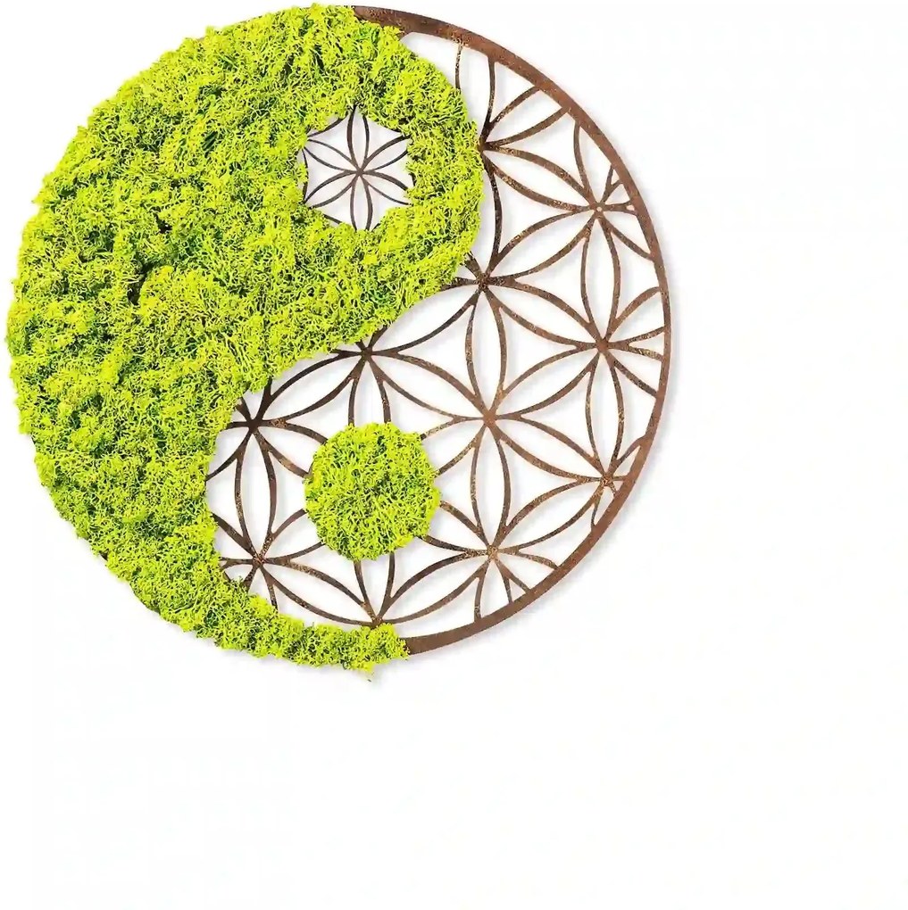 Decoratiune perete YIN YANG, verde/maro, 44x1x44 cm