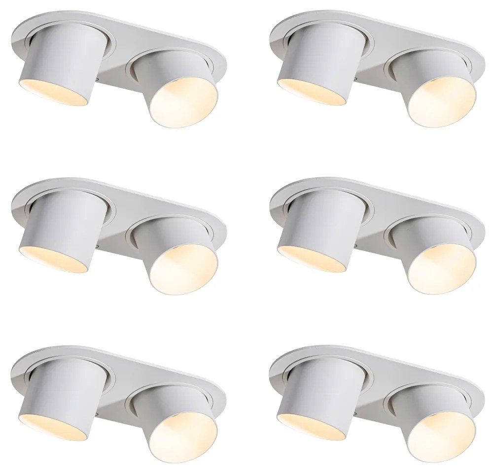 Set de 6 spoturi încastrate albe cu 2 lumini GU10 de 50 mm - Installa