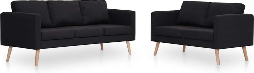 vidaXL Set canapele, 2 piese, negru, material textil
