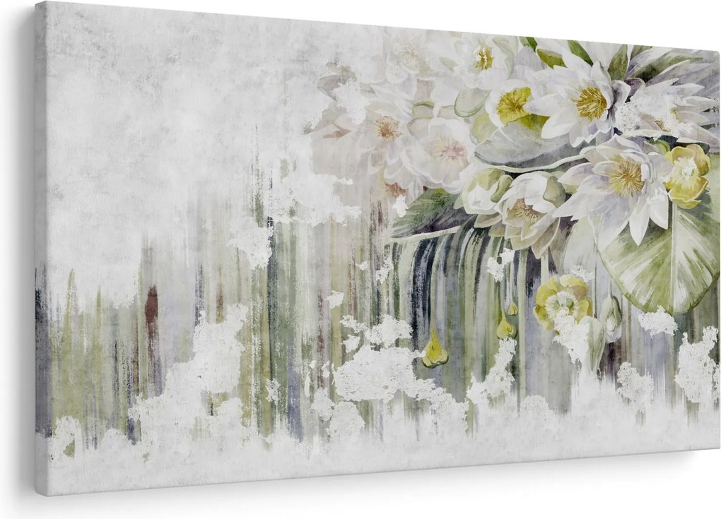 Tablou - Flori albe, vintage (90x60 cm)