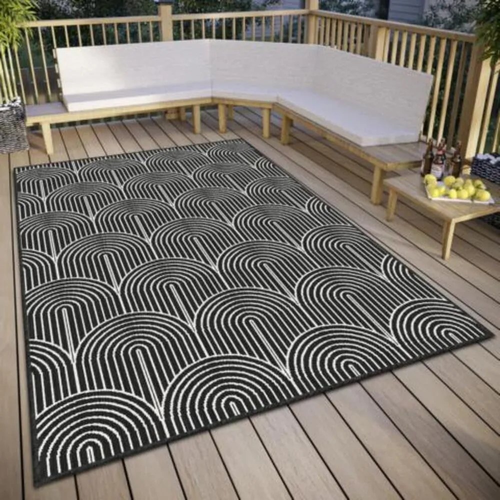 Covor de exterior negru-alb 200x290 cm Pangli Black – Hanse Home