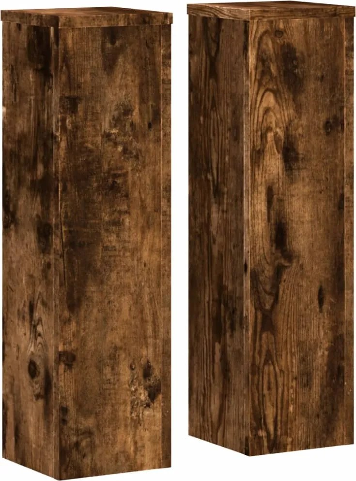 vidaXL Suporturi de plante, 2 buc., stejar fumuriu, 17x17x60 cm