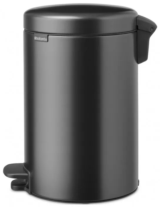 Cos de gunoi cu pedala Brabantia NewIcon 1008842, 12 L, Inchidere lina, Baza antiderapanta, Gri inchis