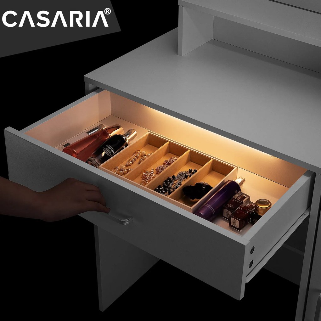 Deuba Masuta de toaleta Jocelyn cu iluminare LED 90x38x137 cm - alba