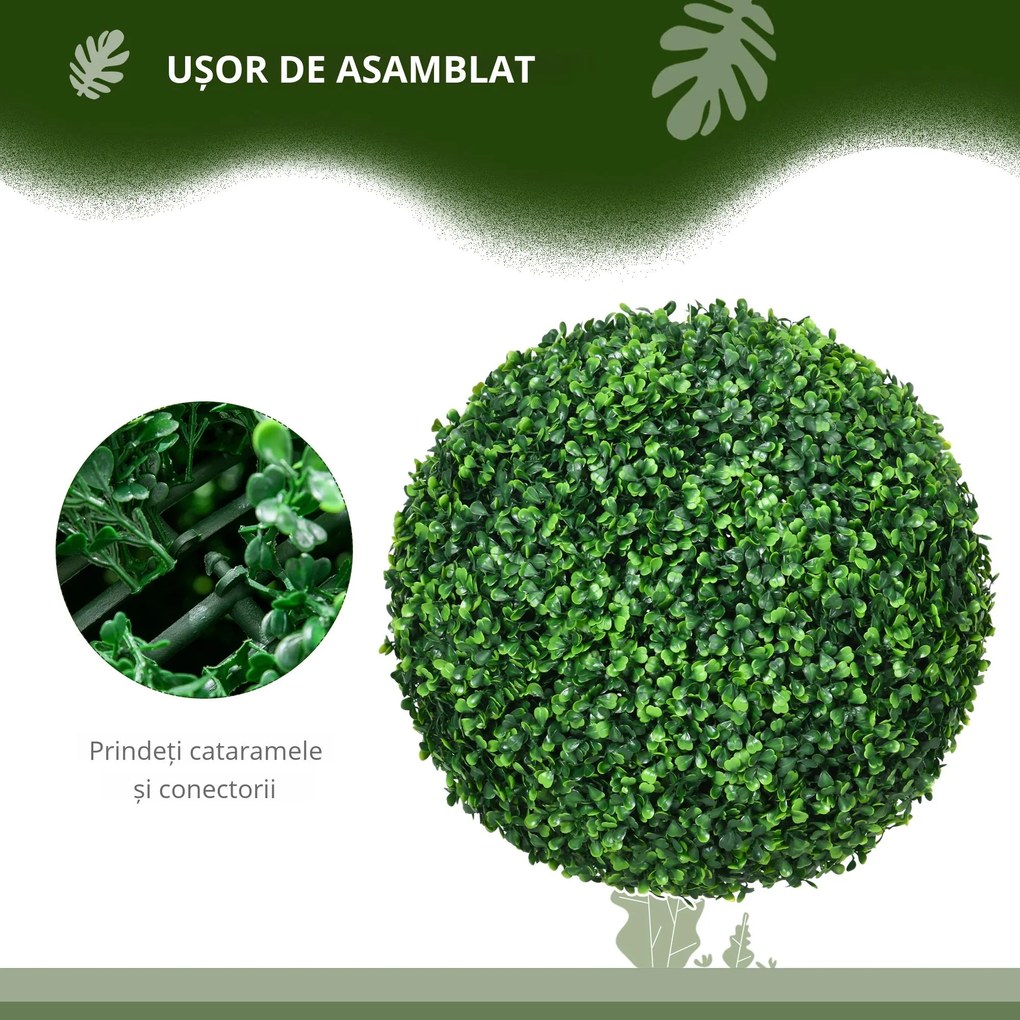 HOMCOM Set de 2 Bile Artificiale, Bile de Arbori Topiari din Buxus, Ø40cm, Verde | Aosom Romania