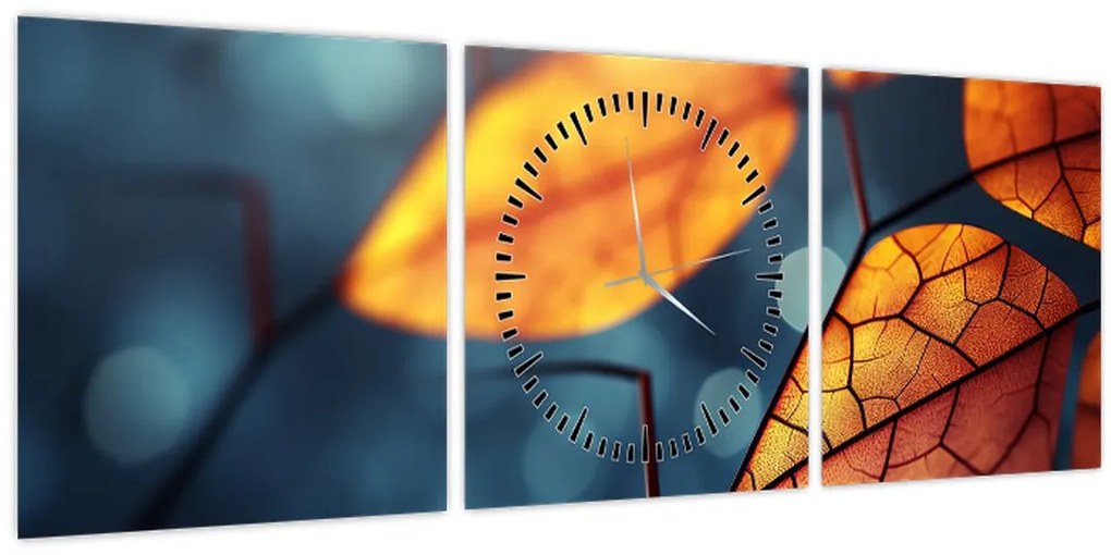 Tablou - Textura frunzelor (cu ceas) (90x30 cm)