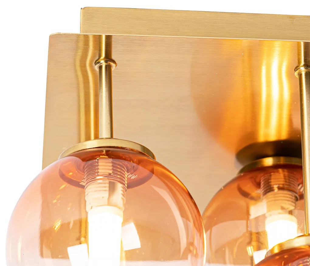 Plafonieră Art Deco aurie cu sticlă roz cu 9 lumini - Atena