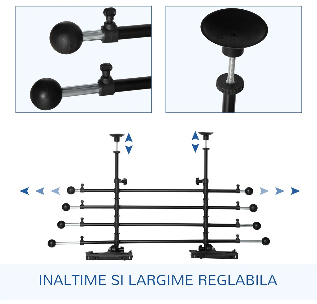 PawHut Despartitor auto pentru caini reglabil pe inaltime si latime, din fier si ABS 85-140L x 40-50Acm, negru | Aosom RO