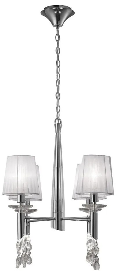 Candelabru elegant cu 4 brate Tiffany crom/ abajur alb