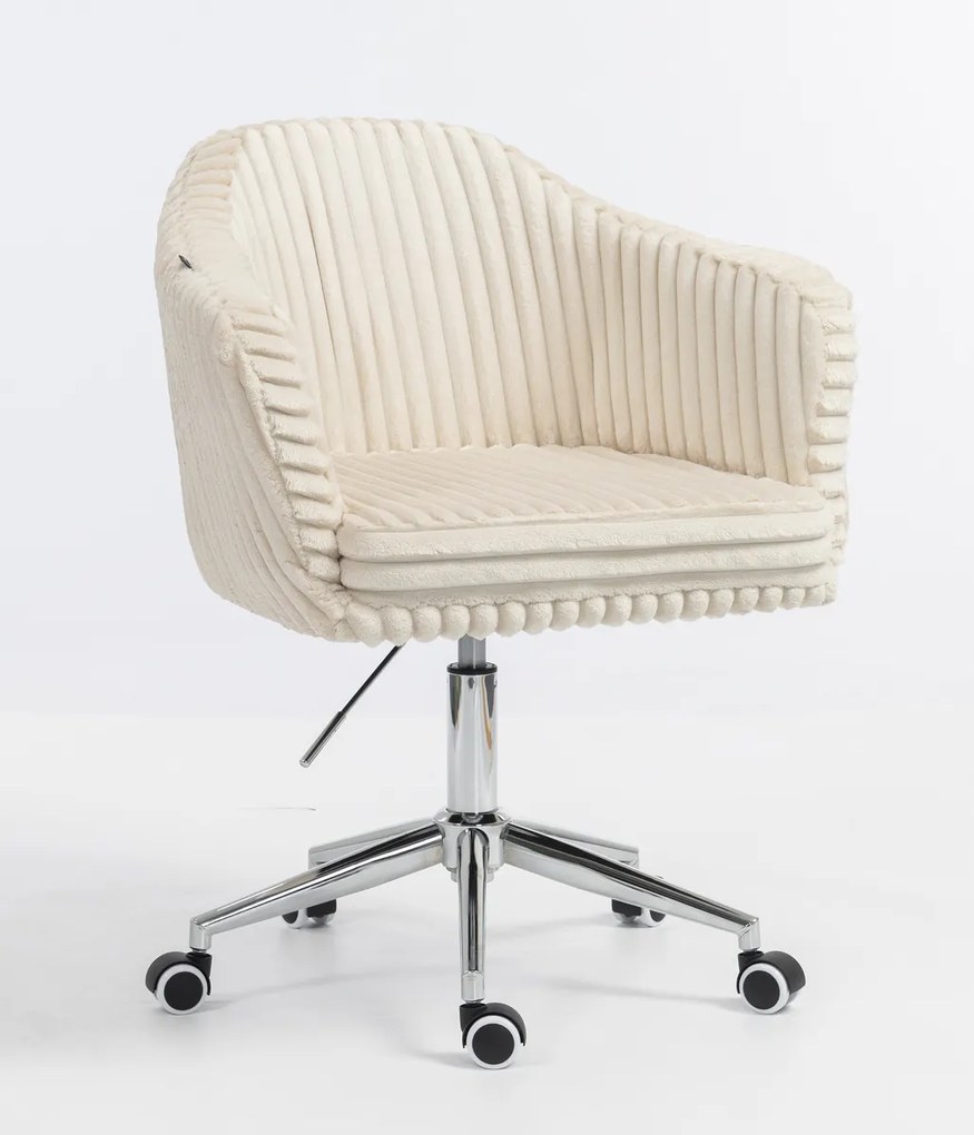 HR832K Scaun Cappuccino Teddy Cord cu Bază Cromata