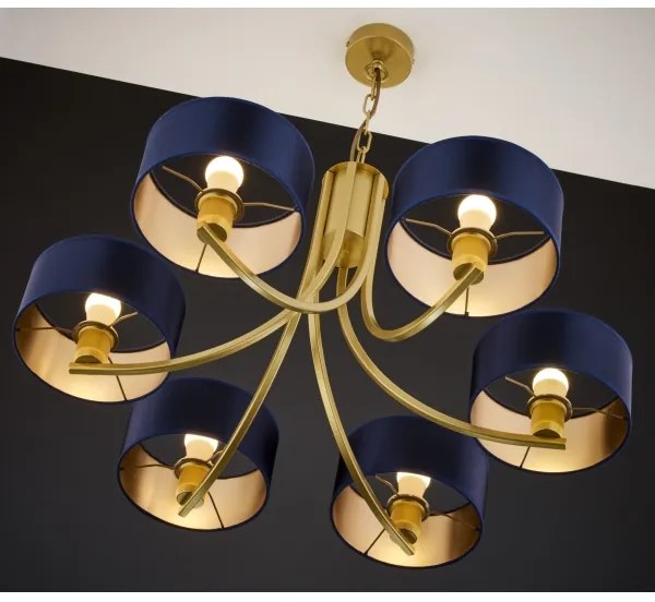 Jupiter 2095 - Candelabru ARTHUR cu lanț 6xE27/15W/230V albastru/auriu