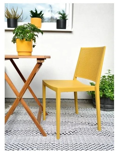 Scaun de grădină galben din plastic Grid – Rojaplast