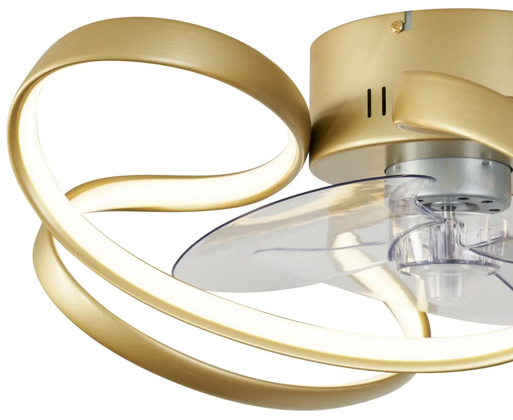 Ventilator de tavan alamă 55cm incl. LED Dimmabil cu telecomandă - Mandy