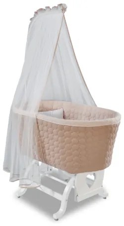 Patut cu sistem de leganare, pentru bebe Baby Cotton White / Cream, 80 x 45 cm