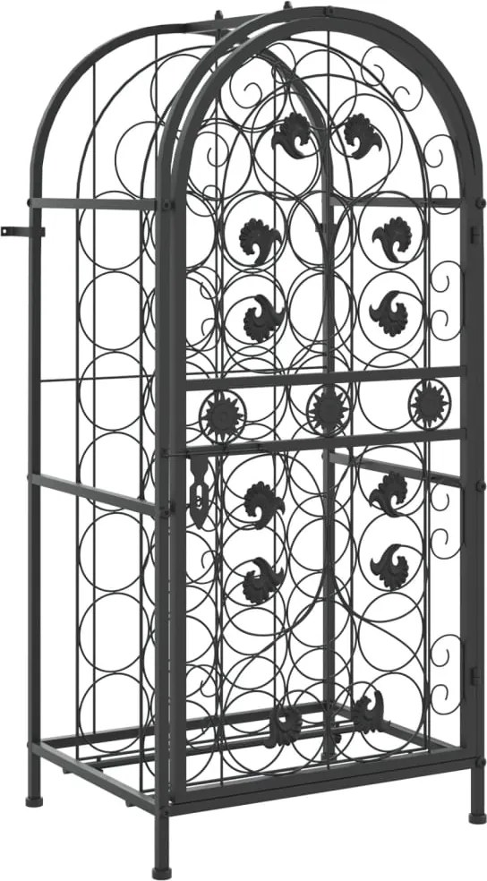 vidaXL Suport sticle vin 33 de sticle, negru 45x36x100 cm fier forjat
