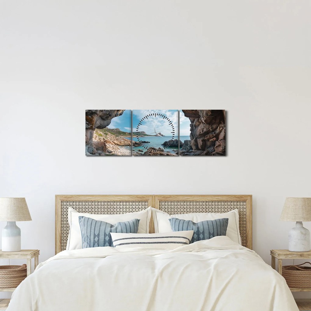 Tablou - Peșteră lângă mare (cu ceas) (90x30 cm)