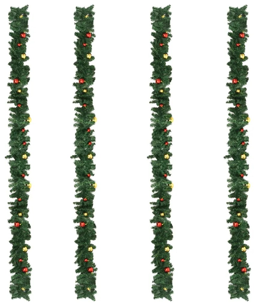 Ghirlande de Craciun cu globuri, 4 buc., verde, 270 cm, PVC 4, Multicolour