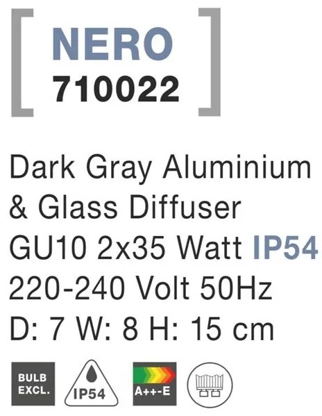 Aplica perete ambientala de exterior IP54 NERO NVL-710022