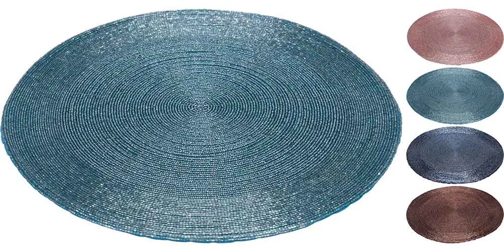 PLACEMAT SHINE 35 CM, TEXTIL/STICLA, DISPONIBIL IN 4 CULORI: ROZ/TURCOAZ/ALBASTRU/MARO