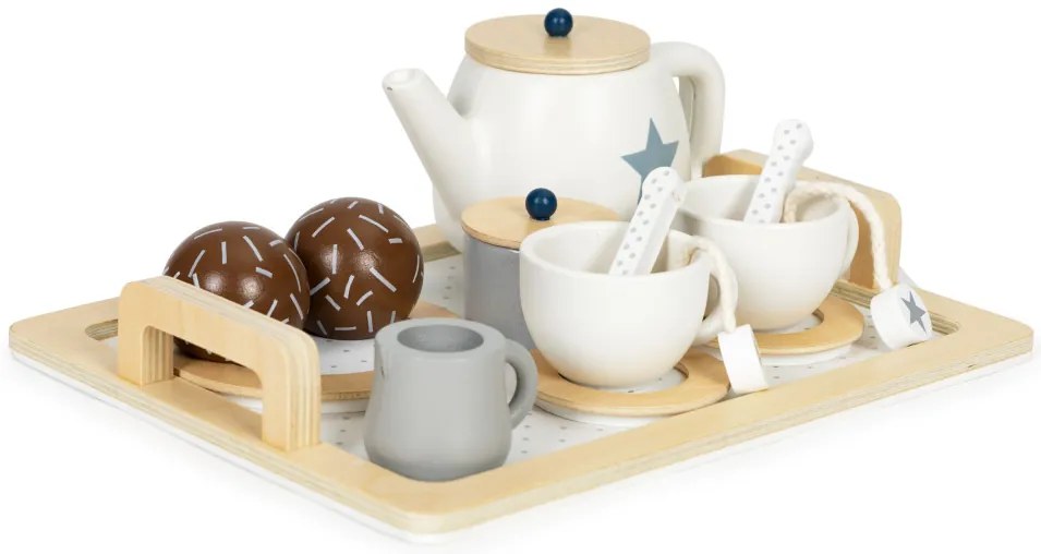 Set de ceai din lemn cu ceainic și cești 17 bucăți