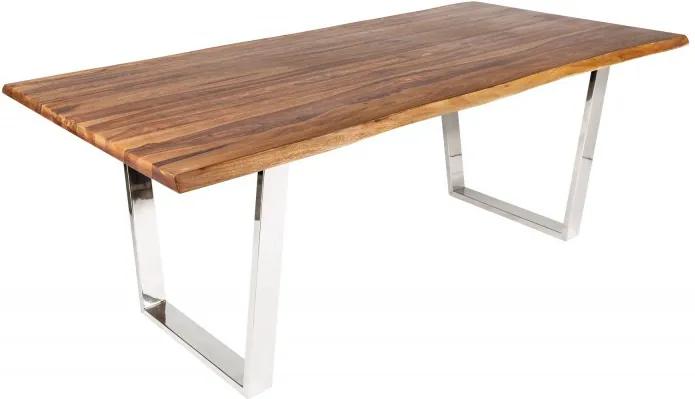 Masa dining maro/argintie din lemn si inox 90x180 cm Mammut Table Invicta Interior