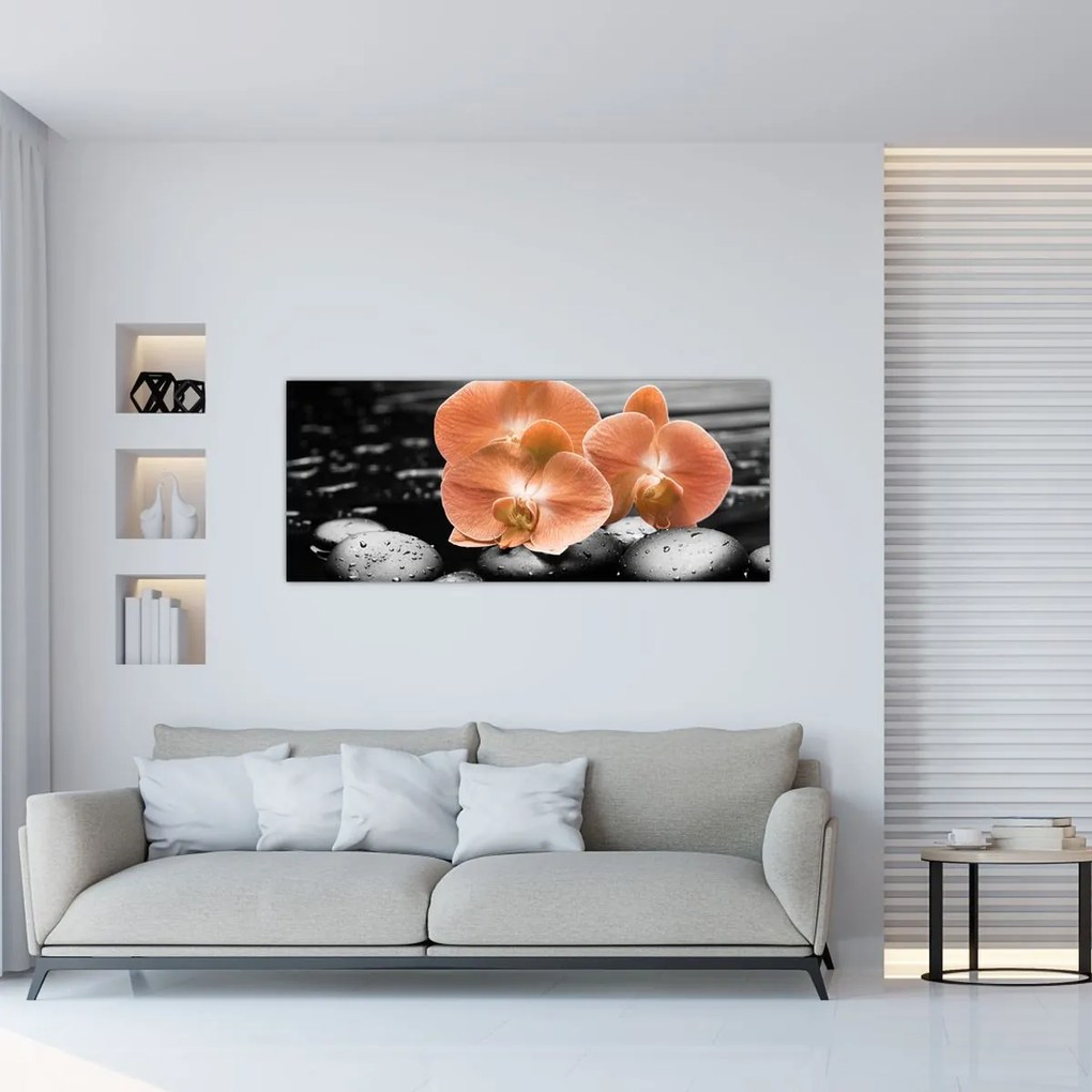 Tablou - Orhidee portocalii (120x50 cm)