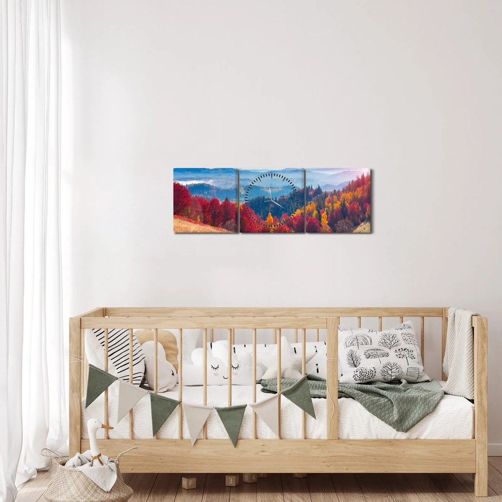 Tablou cu peisaj de toamnă pitoresc (cu ceas) (90x30 cm)